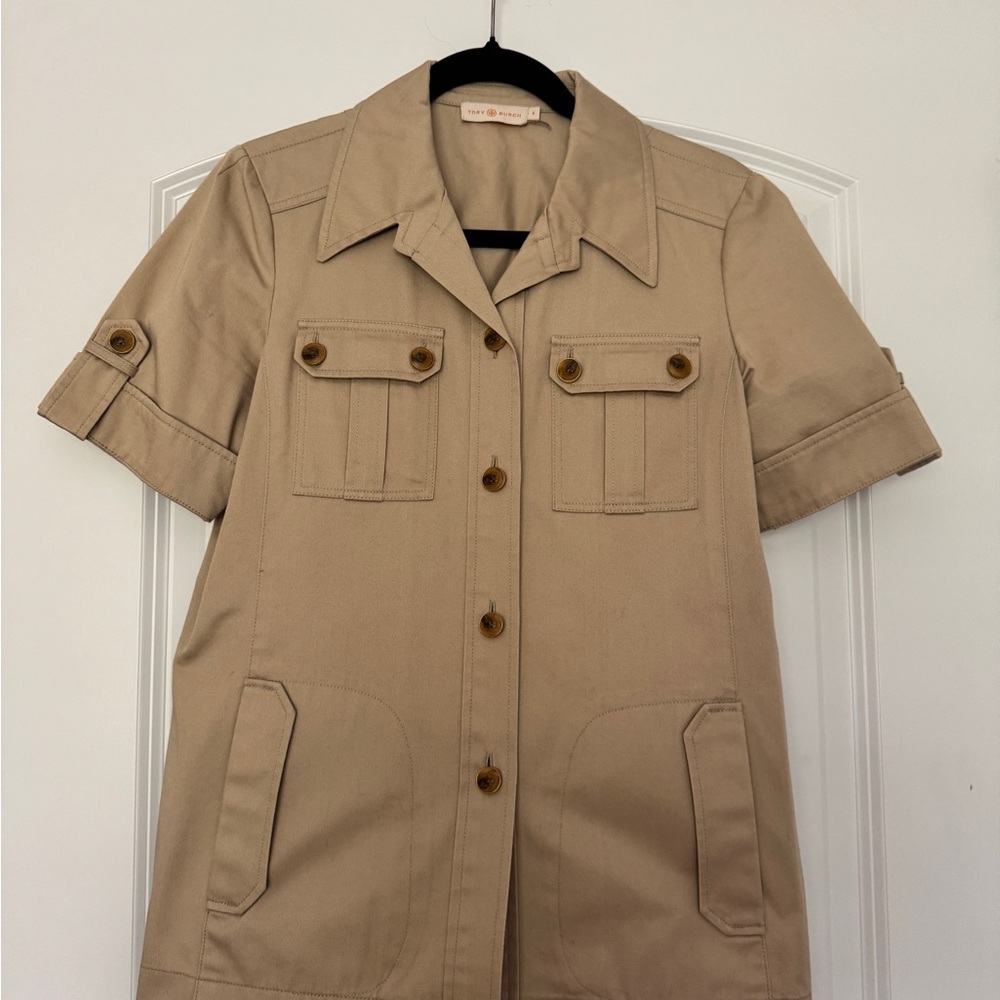 Tory Burch Tan Utility Jacket Short Sleeve